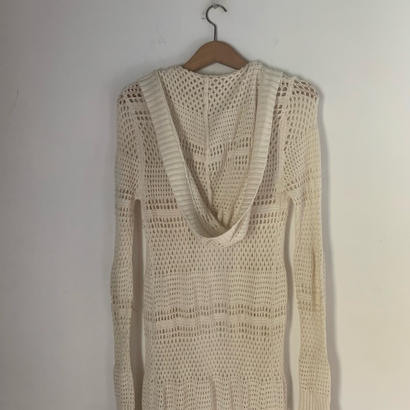 Vintage Y2K cream crochet hooded maxi cardigan - Picture 7 of 8